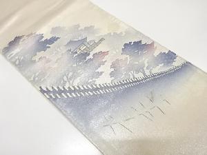 アンティーク　寺院風景模様袋帯（材料）